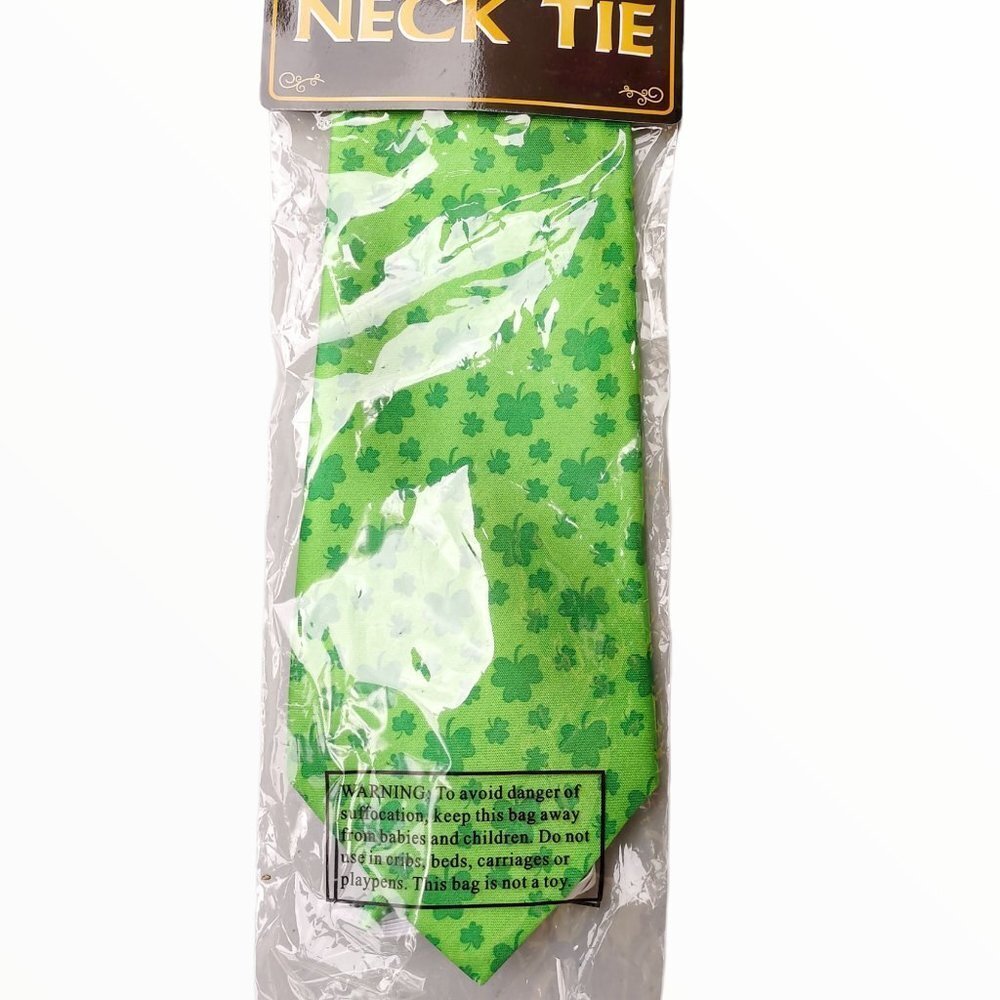 St Patricks Day Elastic Shamrock Necktie
